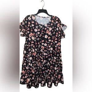Floral Black and Pink Women's Dress
